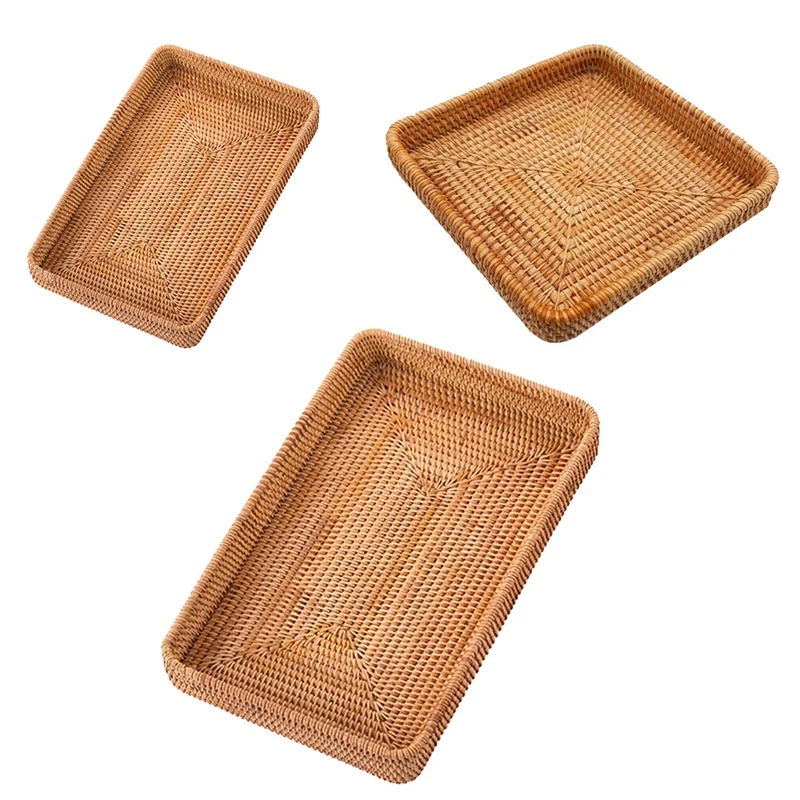 

Плетеная корзина для хранения фруктов из ротанга, плетеные корзины, декоративная витрина для хлеба и фруктов, органайзер ручной работы