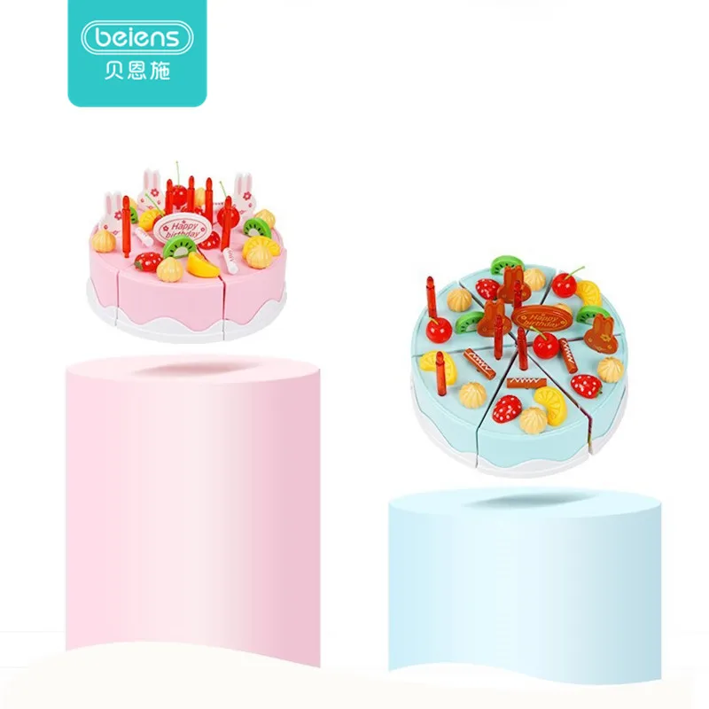 Beiens детская кухня 37pcs, игрушечная посуда торт ко дню рождения, игрушки для детей, сладости и конфеты еда, миниатюрная еда DIY