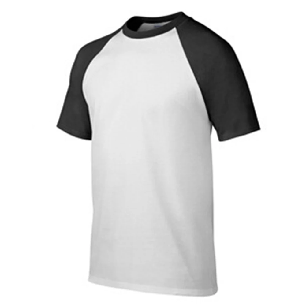 Мужская хлопковая Футболка реглан с круглым вырезом свободная Однотонная