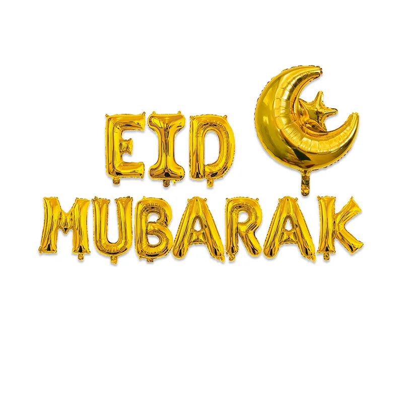 

New Ballon Eid Mubarak Balloons Aid Moubarak Decor Ramadan Kareem Eid Decoration Banner Star Moon Heart Foil Balloon Party