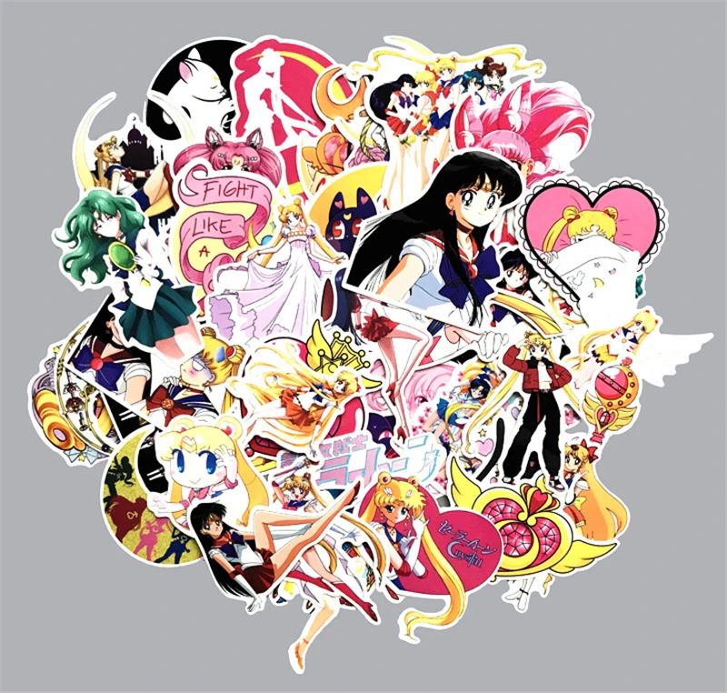 75pc Anime Cartoon Sailor Moon Printed Sticker Mobile Phone Luggage Scooter Decor Stickers Cosplay Prop Collection Boy Girl Gift |
