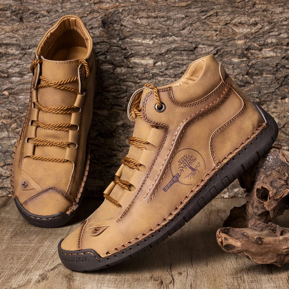 

Men Ankle Boots Autumn Non Slip Comfy Shoes Hand Stitching Casual Men Loafers Soft Sole Breathable Flats Shoes Unisex Booties