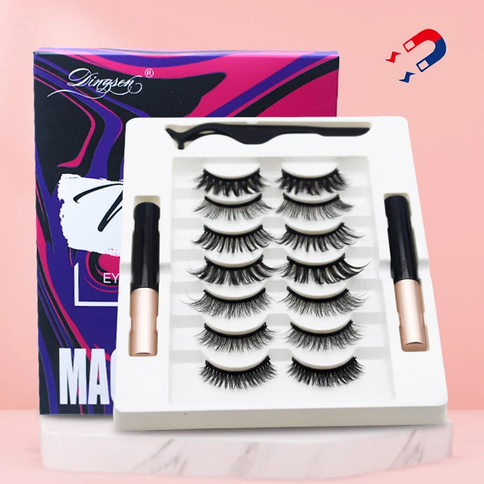 

7 pairs Magnetic Eyelashes Set Natural Long Magnetic False Lashes Magnet Eyeliner Set Easy To Wear Lashes Extension Makeup Tools