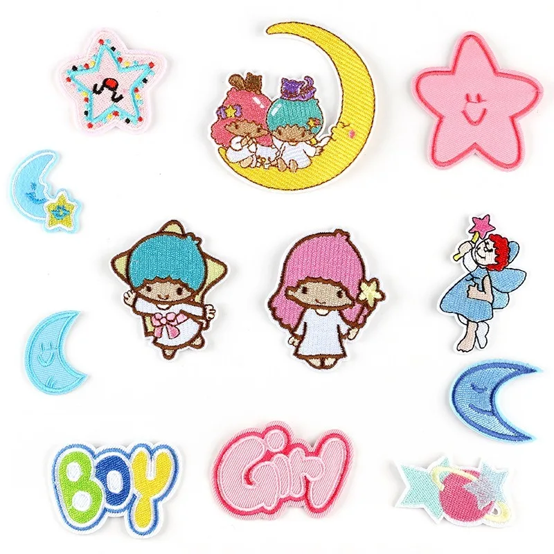

50pcs/lot Angel Moon Star Embroidery Patches Letters Clothing Decoration Accessories Diy Iron Heat Transfer Applique Clothes
