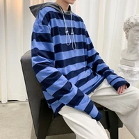 mens fleece 2021 fashion in the spring and autumn korean striped loose hooded the new listing trend couples the streets