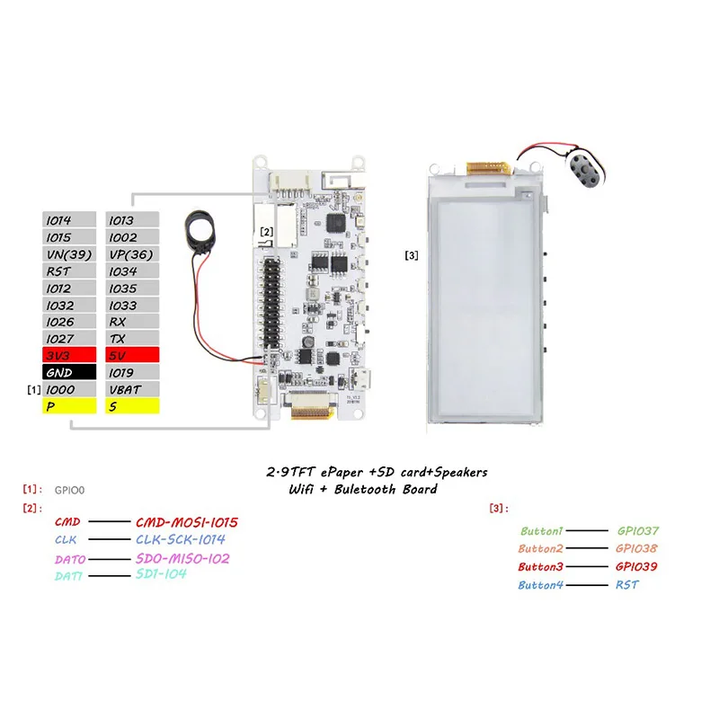 Плата для разработки модуля TTGO T5 V2.2 ESP32 2 9 дюйма EPaper Plus динамиков E Ink GK99|Печатные