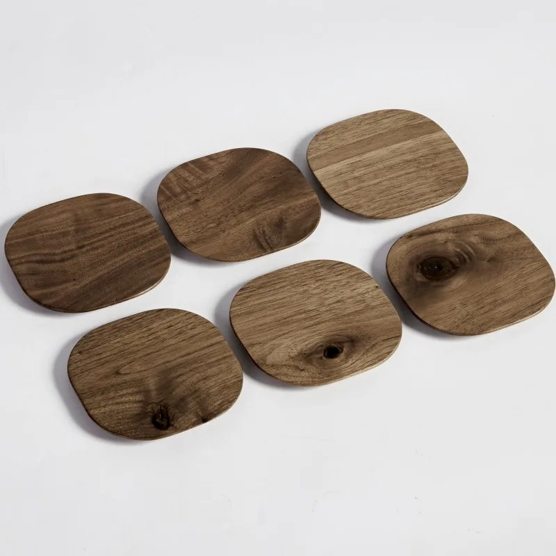 

2pcs Japan Style Black Walnut Drink Coasters Natural Wood Heat Resistant Pads Cup/Pot Holder Creative Tea Cup Mat Placemats