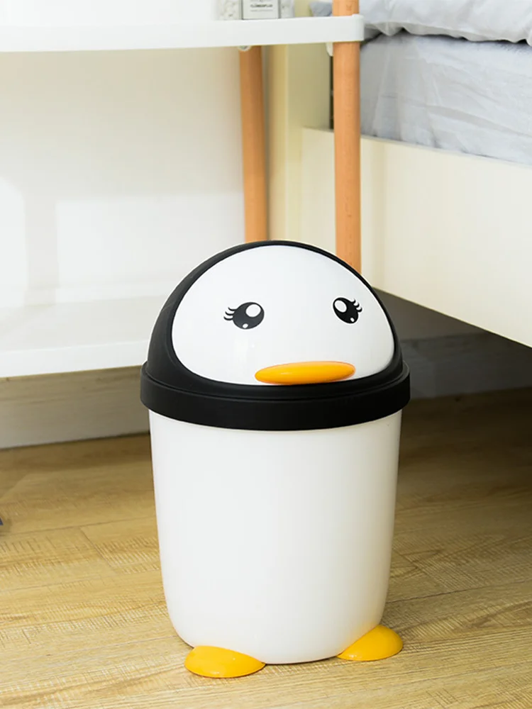 

Cartoon Penguin Trash Can Toilet Household Bathroom Large Size With Cover Kitchen Room Cute Girl Creative Auto Accessorie New
