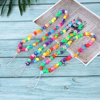 2021 chain for phone straps holder moblie phone case cute star letter beaded rope 2021 fashion women colorful beads lanyard