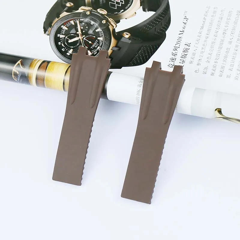 brown Аксессуары для часов мужской силиконовый ремешок для Афин Ulysse Nardin ремешок 26 мм Морской менеджер серия выпуклый Рот MS резиновый ремешок - Цвет ремешка: brown
