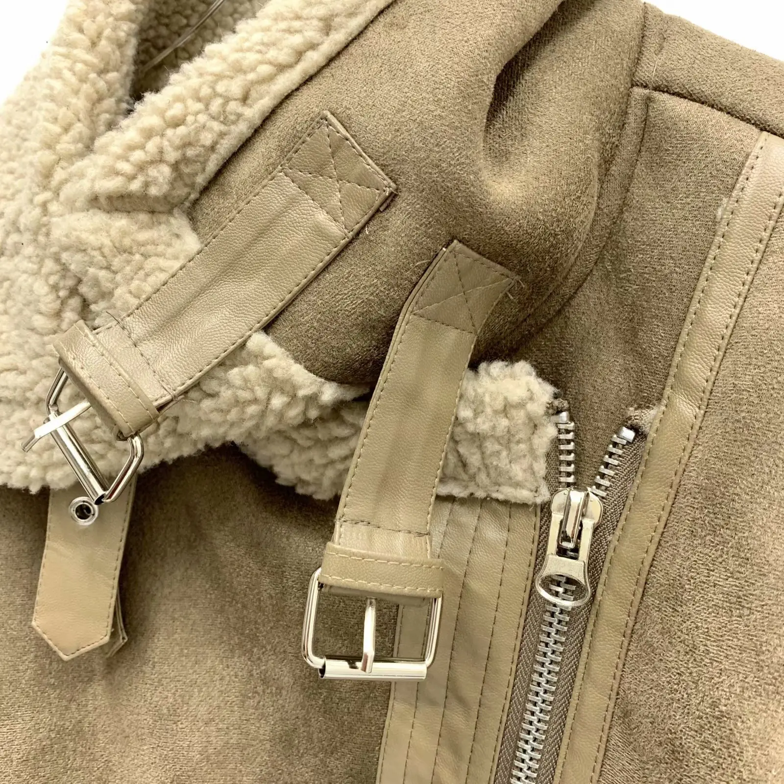 

Women Fluffy Cashmere Coat Winter Patchwork Long Sleeve Keep Warm Outerwear Korean Japan Cotton Jacket Elegant Mujer Bontjas