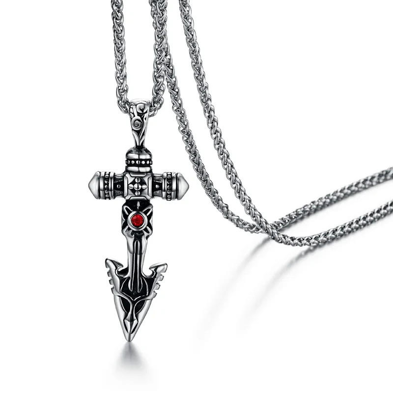 Valily мужское ожерелье в стиле панк винтажное с крестиком из нержавеющей стали