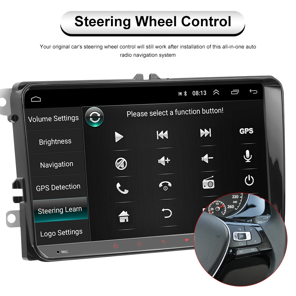AMPrime 2 Din 9 &quotAndroid 0 Автомобильный мультимедийный плеер для VW/Volkswagen/Passat/POLO/GOLF/Skoda/Seat