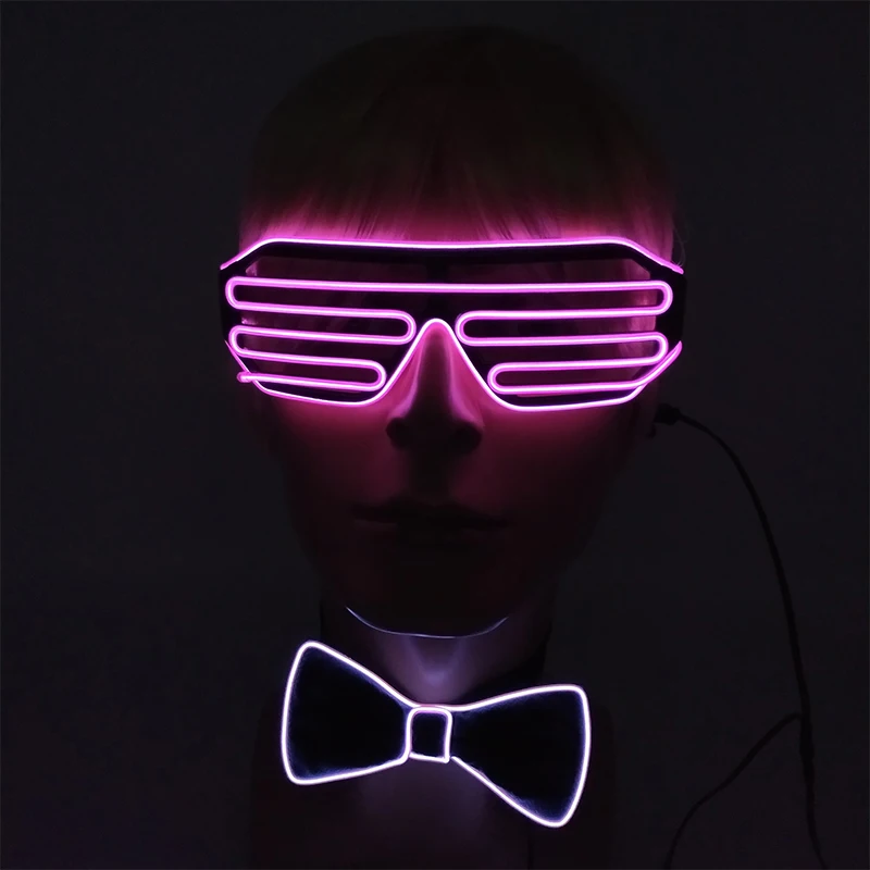 

Luminous EL Wire Bow Tie Neon Party Decoration Nightclub Dance Apparel Supplies Glowing LED Sunglasses For Men Women