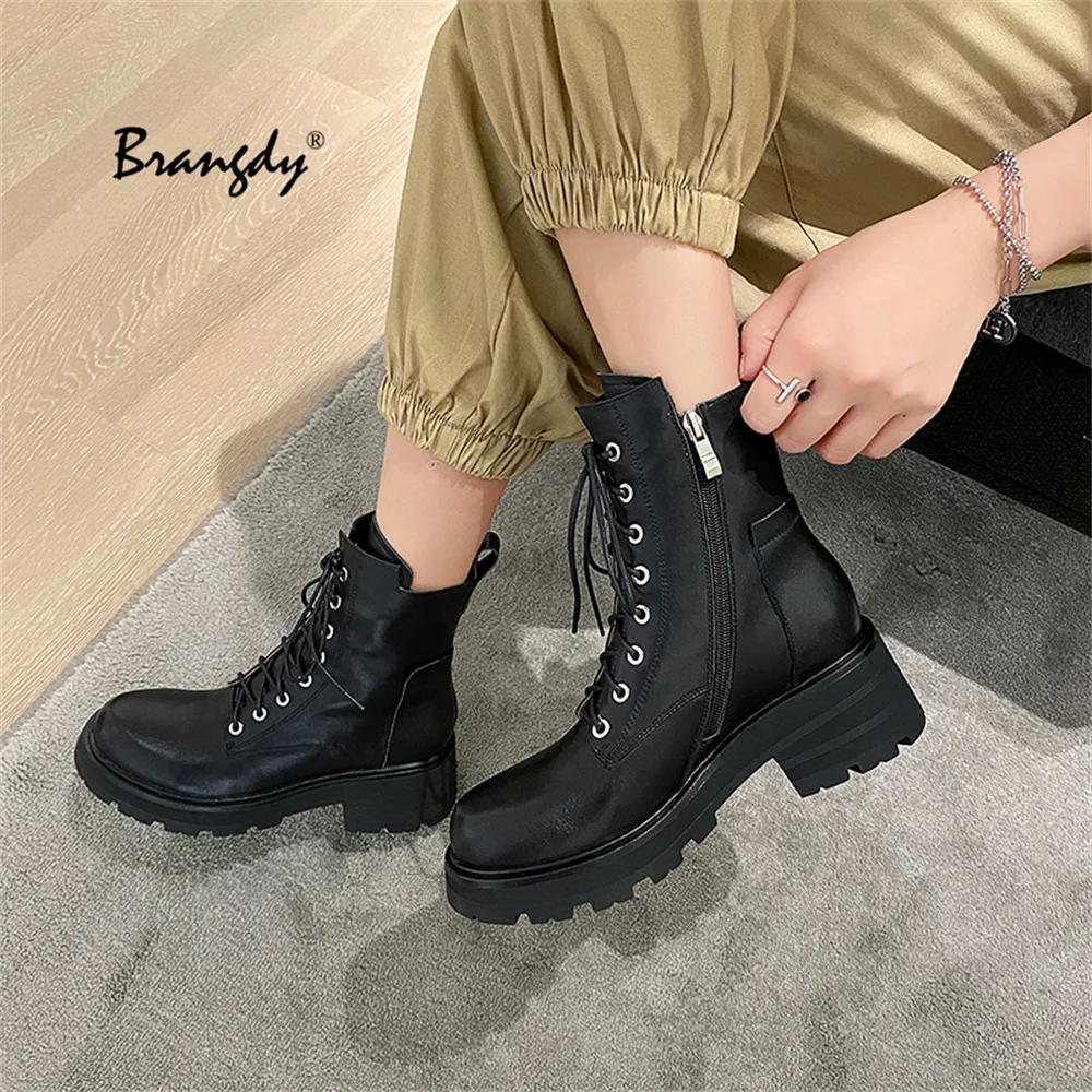 Ботильоны Brangdy для женщин массивные ботинки на платформе женские из натуральной