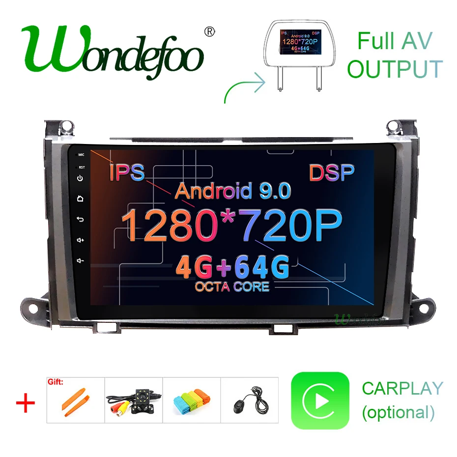 DSP ips экран 4G ram 64G rom Android 9,0 Автомобильный gps для Toyota Sienna Радио стерео экран Аудио приемник навигация без DVD плеера