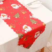 merry christmas printed red snowman long table runner cloth party dinner non slip home decoration table flag tablecloth placemat