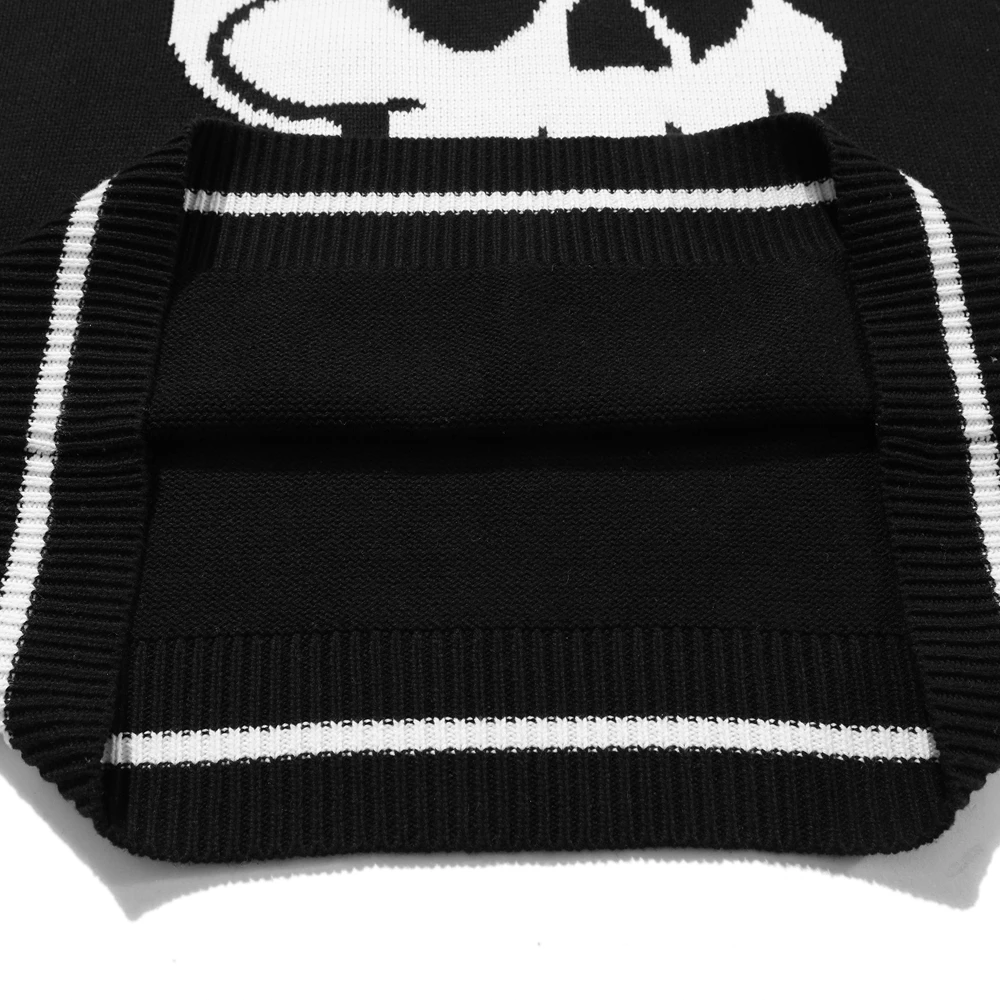 Свитер женский/мужской с черепами повседневный вязаный хлопковый пуловер в