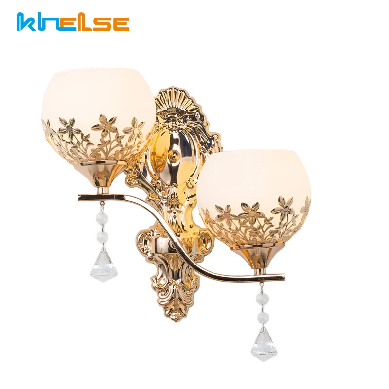 Винтажный Золотой настенный светильник для спальни гостиной с двумя головками