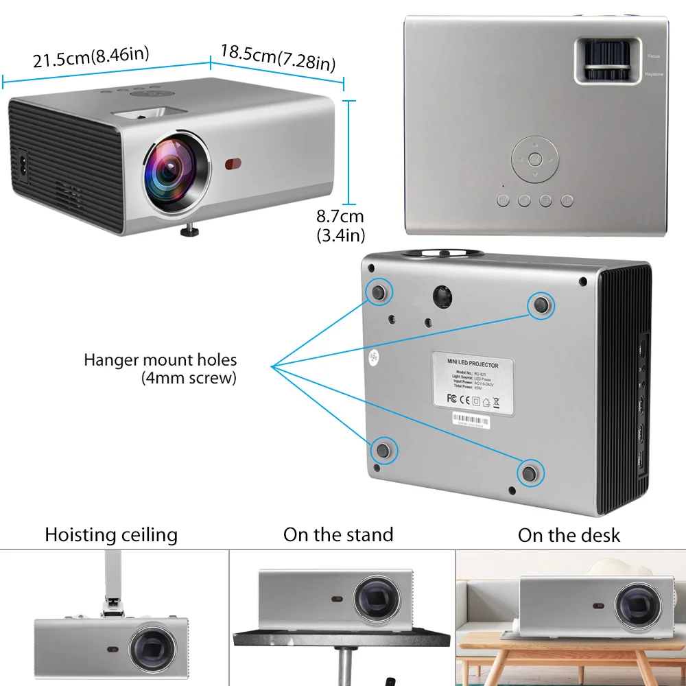 ThundeaL RD825 Mini Projector 1280 x 720P Android WiFi Multi Screen LED Beamer Portable 3D Home Theater Support 1080P |