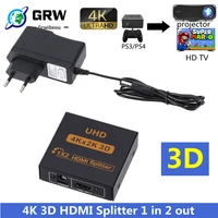 grwibeou hdmi splitter full hd 1080p 4k splitter switch switcher 1x2 split amplifier dual display for dvd forps3 hdtv 1 in 2 out