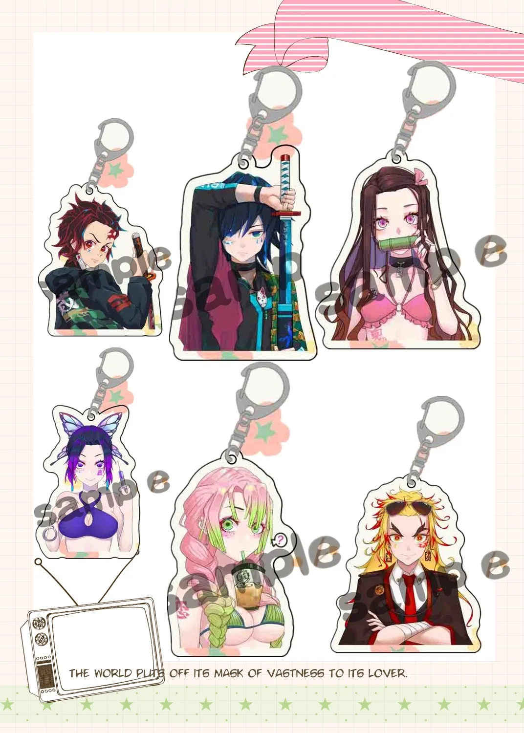 

2021 New Demon Slayer: Kimetsu No Yaiba Acrylic Animation Key Chain Pendant Keyring Two Dimensions Keychains