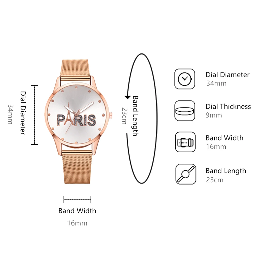 

Elegant Women Watch Paris Letters Beautiful High Tower Numbers Free QuartzFashion Luxury Ladies Wrist Watches Gifts reloj mujer