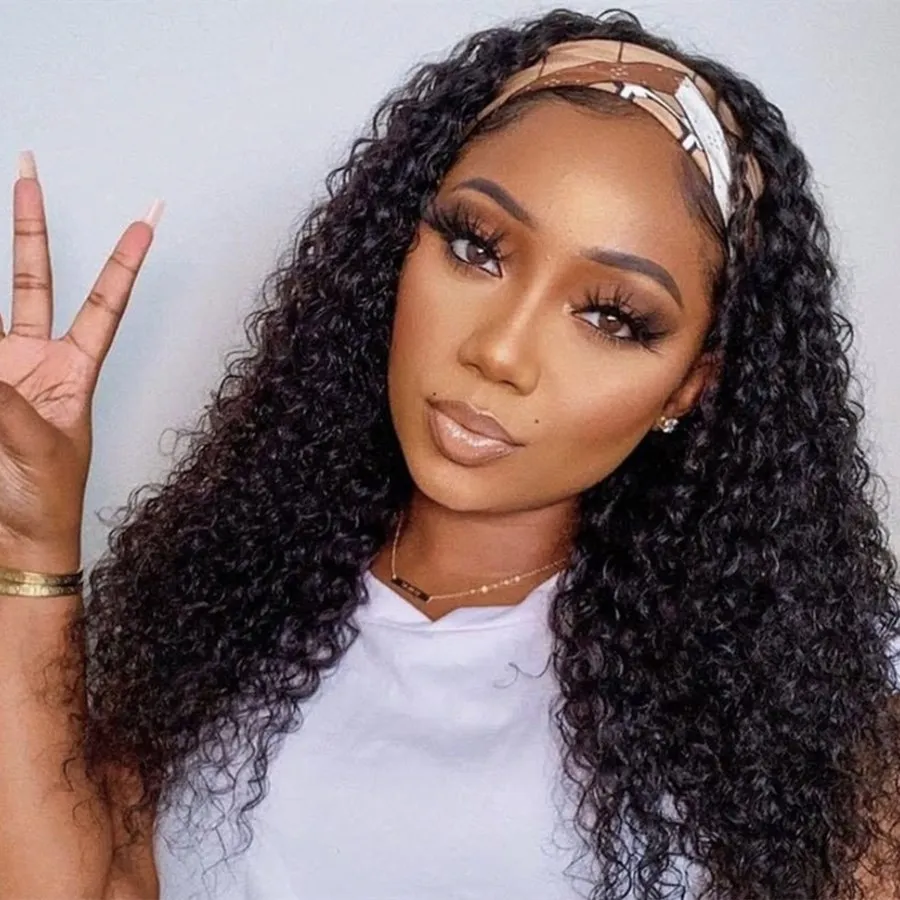 

Кудрявые волосы QueenKing, парик с головной повязкой человеческие волосы 14-30 дюймов, манекен для шарфа парика натуральные волосы без геля, без кл...