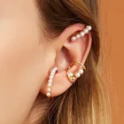 Boho 3 шт.компл., панк, имитация жемчуга, клипсы с кристаллами для женщин, богемные, серебряные, цветные, манжеты для ушей, геометрические серьги, ювелирные изделия