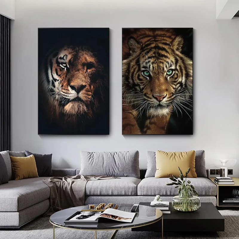 

African Wild Tigers Animals Canvas Painting on The Wall Posters and Prints Wall Art Decorative Pictures for Living Room Cuadros