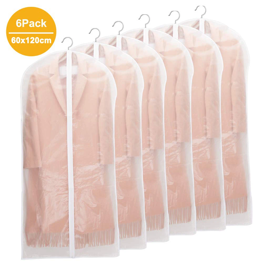 

6pcs/set Transparent Clothing Covers Garment Suit Dress Jacket Clothes Coat Dustproof Cover Protector Travel Bag Dust Cover