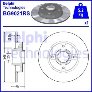 

DELPHI BG9021RS DISC + BEARING REAR (AD) 08 PT.307-C4 (1. DISC + 1. BEARING)
