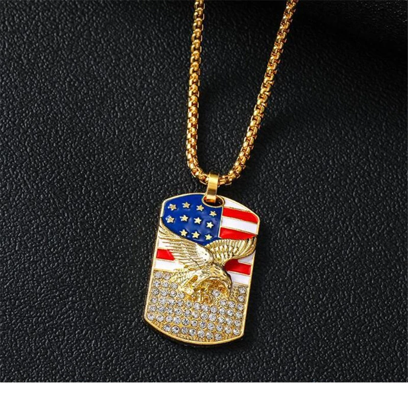 

YEYULIN Flag Necklace National Eagle Pendant Socialist Communist Jewelry Patriot Gift Necklace For Men Accessories