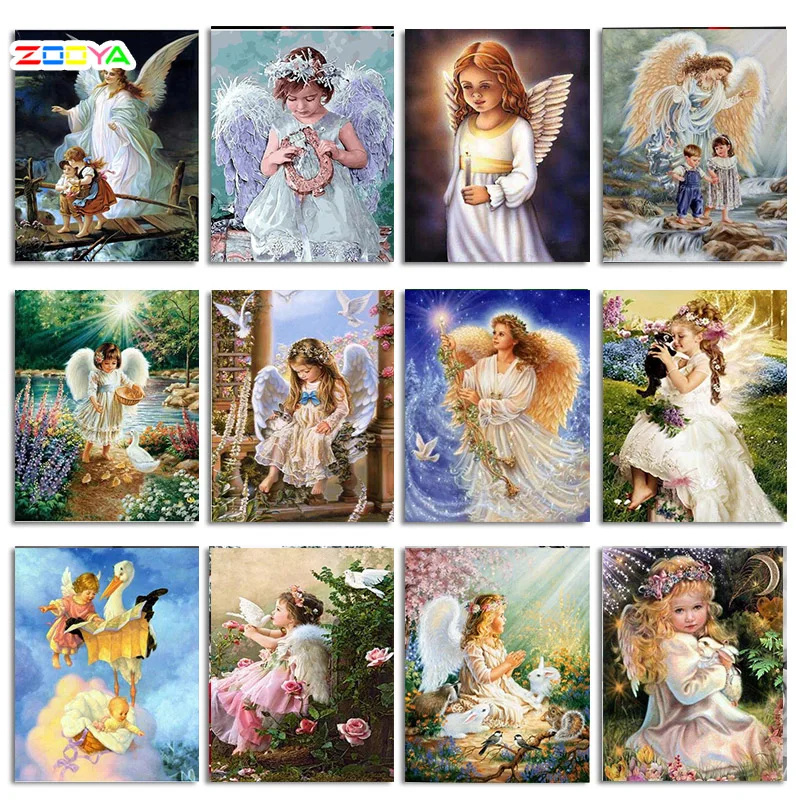 Ангел Девушка картина 5D алмазная живопись крест с ангелами стежка религия