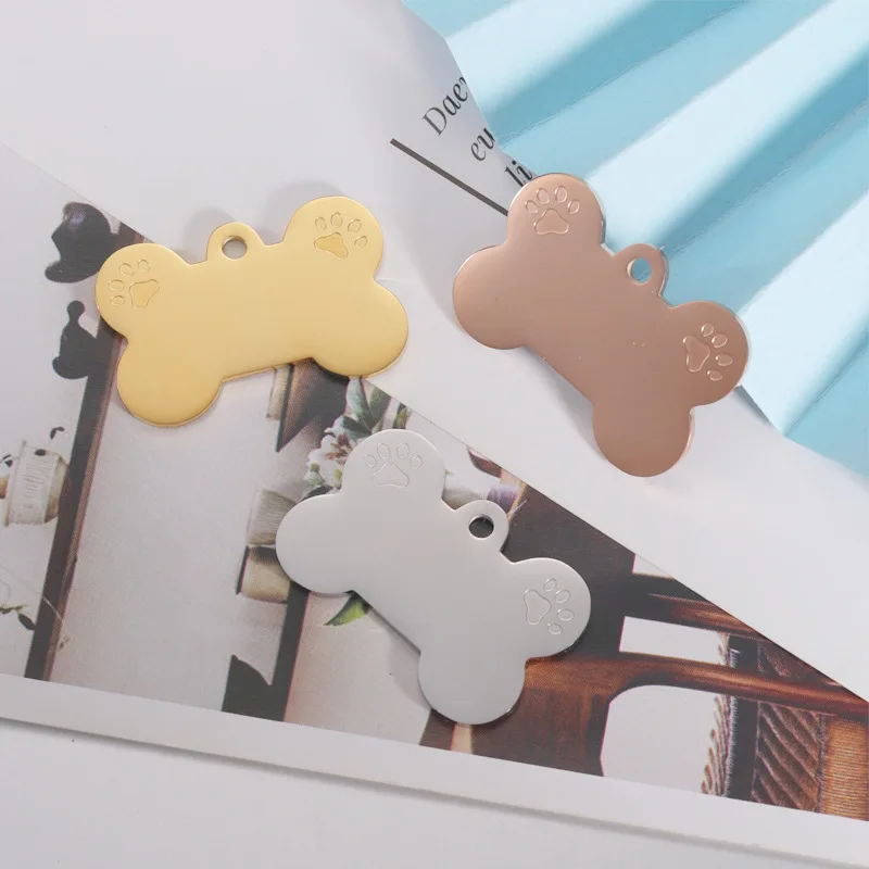 Пустой талисман в виде собачьей кости из 100% нержавеющей стали для гравировки