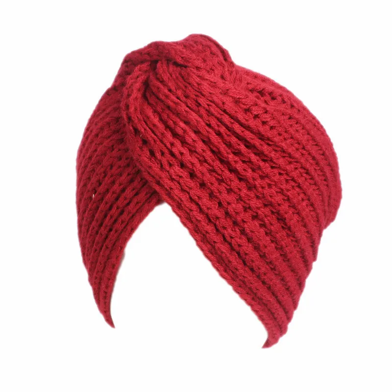 

Muslim inner hijab caps bohemia turban solid color Indian hat knitting hijab bonnet turbante cap for women 18