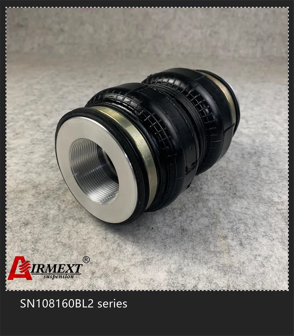 Фирменная подвеска SN108160BL2-BD1 с резьбовым штоком M50*1.5, гибким резиновым воздушным пружином Double convolute и воздушным шок-абсорбером на подушке.