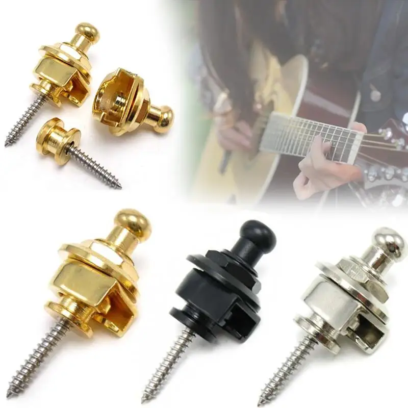 

Guitar Bass Buckle Button Lock Strap Strap Non-Slip Base Metal Round Security