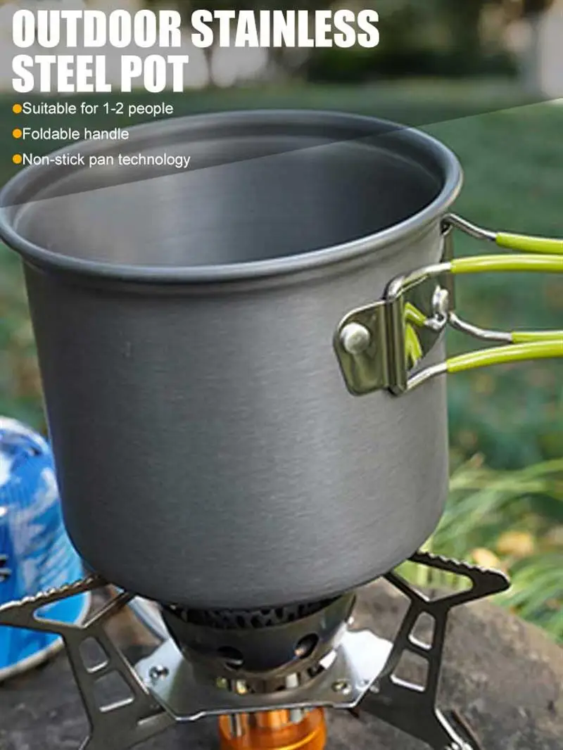 

1 Set Pot Portable Cookware Utensils 1-2 Persons Ultralight Pot Pan For Outdoor Camping Backpacking Hiking Picnic 2021 The New
