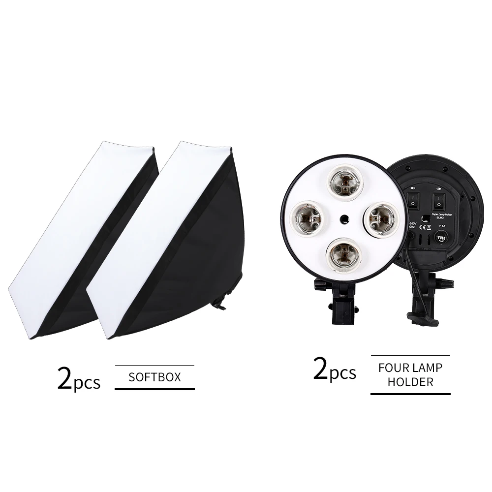 

SH Photography Softbox 4 Lamp Holders Studio Photo Lighting Kit With 2M Photographic Tripod Accessories Soft Box Bag For Camera
