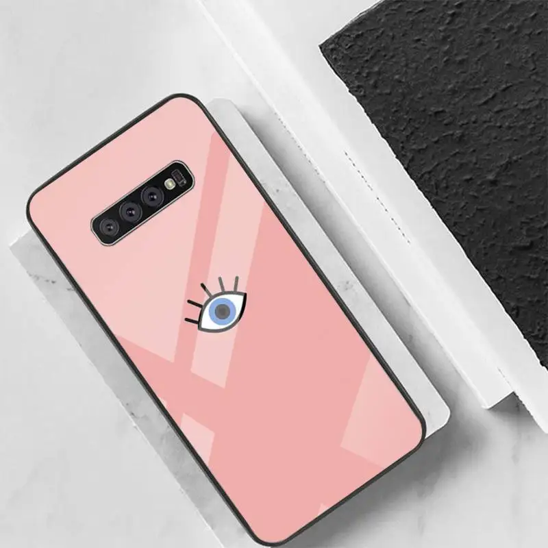 

Lucky Eye Blue Evil Eye Phone Case Back Cover For Samsung Cases S20 Plus S10 NOTE 8 9 10 10PRO Tempered Glass Soft Silicone Edge
