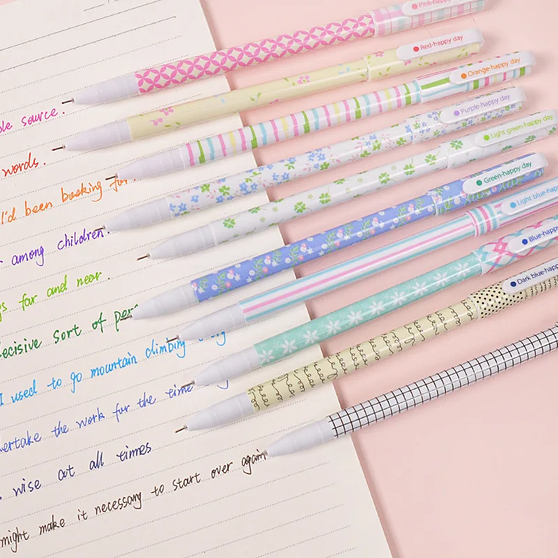 10 Pcs/Set Color Pen Flower Animal Starry Star Flora Colored friction Gel 0.5mm Cute pens school Kawaii Korean Stationary | Канцтовары