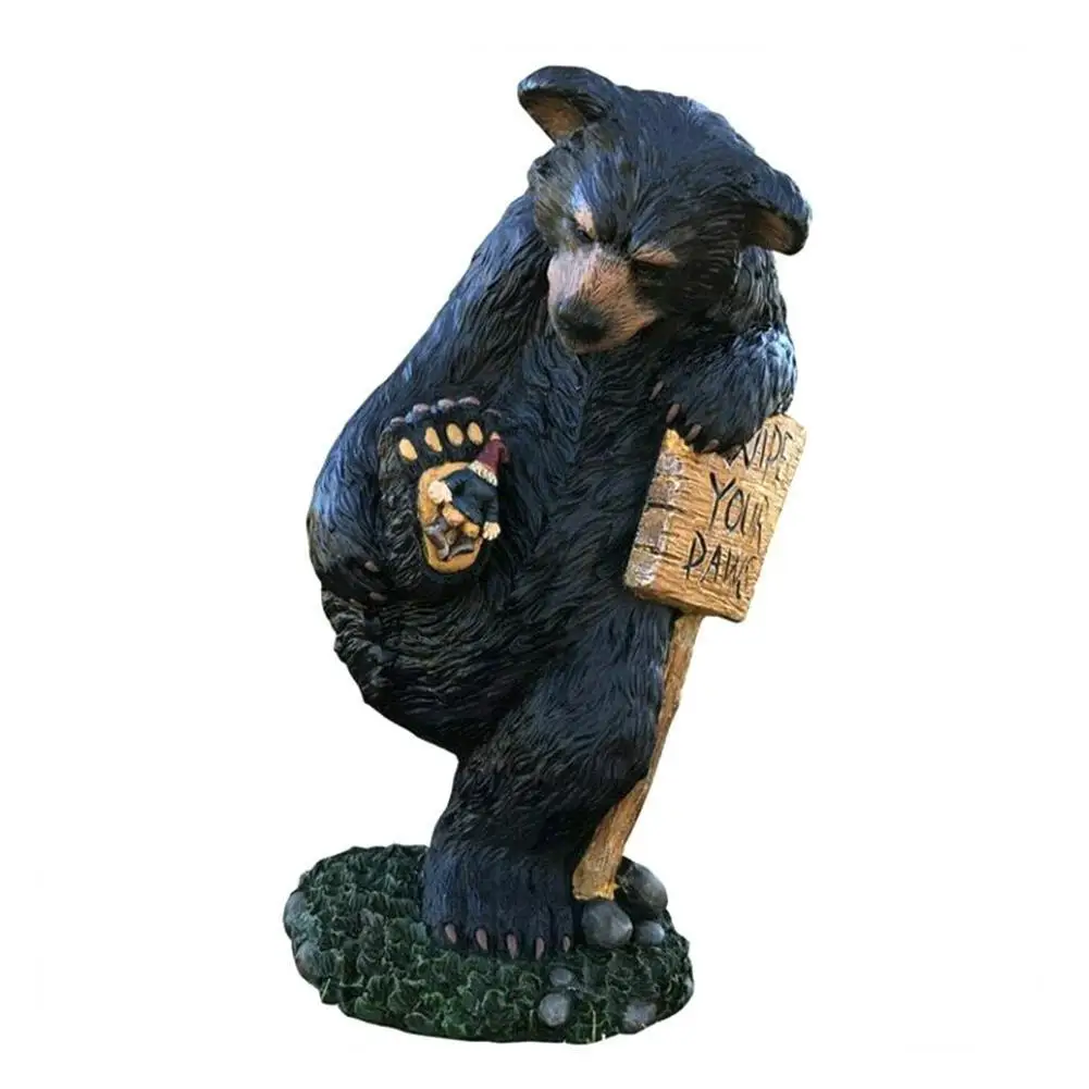 

Garden Gnome Statue Bear “WIPE YOUR PAWS”Sculptures Figure Resin Outdoor Lawn Stakes Dwarfs Figurines Desktop Ornaments