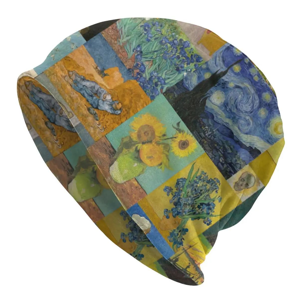 

Модные зимние теплые женские мужские вязаные шапки унисекс взрослые шапки с коллажем Ван Гога облегающие шапки шапка с художественным рисунком головные уборы