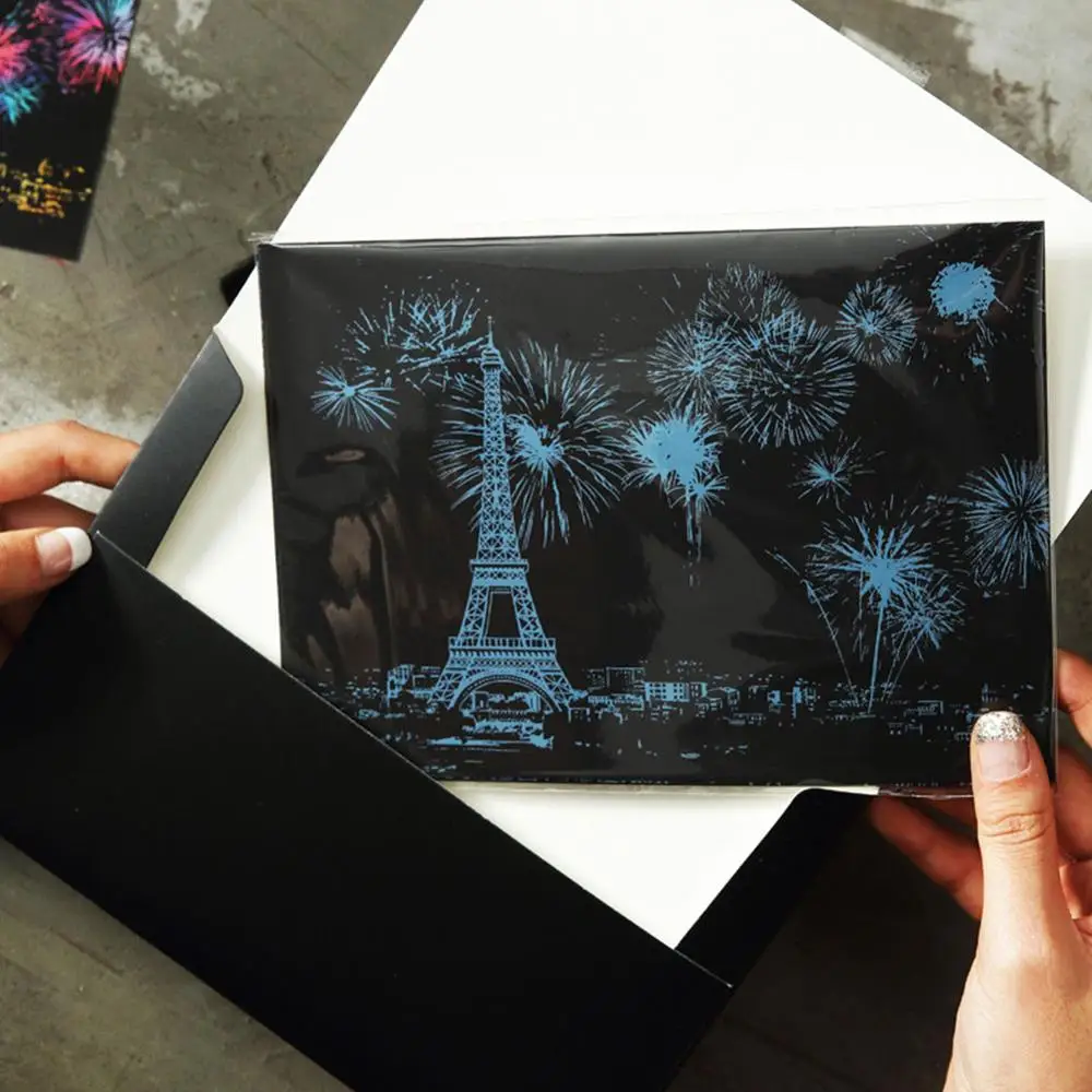 21*15cmMagic Scratch Art Crafts World landscript картины бумага для взрослых декомпрессионные игрушки