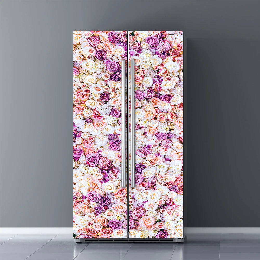 

Refrigerator and Door Sticker Sweet Pink Roses Door Household wallpaper Stickers Bedroom Parlor Corridor Door Decoration