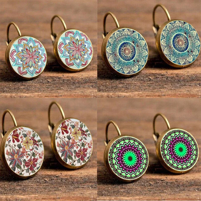 Женские серьги ручной работы в стиле ретро классические серьги-мандалс Лотос