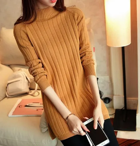 Half Turtleneck Sweater Dress Women For Winter Long Sleeve Knitted Office | Женская одежда