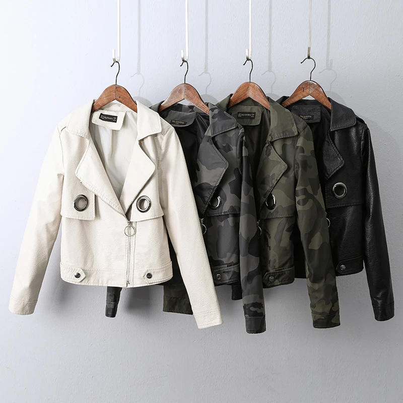 Куртка женская из искусственной кожи базовый пиджак свободного покроя с