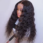 Черный цвет, плотность 180, длинное Вьющееся кружево, Искусственные женские кудрявые волосы, кружевной передний парик, Термостойкое натуральное волокно